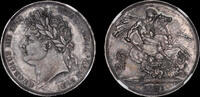 GREAT BRITAIN GEORGE IV, 1821 SILVER CROWN, *EDGE SECUNDO MS 62 -