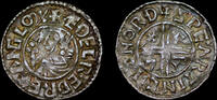 GREAT BRITAIN AETHELRED II SILVER CRUX TYPE PENNY, NORWICH MINT, MONEYER SWEARTINC -