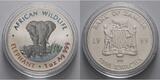 Sambia/Zambia 5000 Kwacha<br>1 oz<br>Ø 39 mm 1999 Elefant - African Wildlife 1. Ausgabe <b>farbig</b> in Kapsel <b>CH UNC</b>