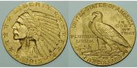 USA 5 $ 7,52g fein 21mm &Oslash; 1913 Indianer, Gold - Archivbild - vz+ 1499,99 EUR  Excl. 46,00 EUR Verzending