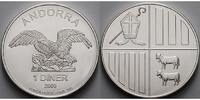 Andorra 1 Diner<br>1 oz. Andorra Eagle, 2. Ausgabe, 999er Silber -