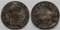 Sachsen-Meiningen 1 Kreuzer Bernhard Erich Frennol 1803 - 1866 -