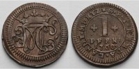Bentheim-Tecklenburg-Rheda 1 Pfennig Moritz Casimir 1710-1768 -