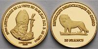 Kongo(Kinshasa) 20 Francs<br>1,24g fein<br>13,92mm Ø 20. Jahrestag des Papstbesuches, inkl. Kapsel und MDM-Zertifikat -