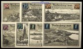 Fürstenberg Mecklb. 10,25,50,75,75,100,100 Pfg. Stadt, Grabowski 402,8, graugrün -