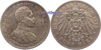 Preussen, 5 Mark Wilhelm II, 1888-1918, Büste in Uniform, J.114 -
