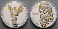 Lettland 5 Euro Barockkunst Kurzeme, <b>farbig-vergoldet</b> inkl. Etui &Zertifikat & Broschüre -