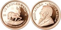 Südafrika 1/2 oz 15,55g fein 27,00 mm Ø 2017 Krügerrand 1/2 oz. - Springbock  Jubiläum -50 Jahre Krügerrand- SELTEN! PP-Der Originale-  Highlight...