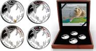 Niederlande 3 x <br> 5 Euro farbig & <br> 1 x 5 Euro vergoldet Das Wattenmeer, <b> 3 x farb. Applikation & 1 x vergoldet, </b> <b>RAR,</b> -