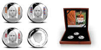 Niederlande 3 x <br> 5 Euro -Oranje-Barcelona-Ajax Amsterdam- Johan Cruijff, <b> 3 x farbige (colorierte) Applikation, </b> <b>RAR,</b> -