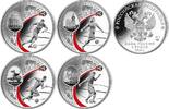 Russland 4 x 3 Rubel <br> <b>ohne Etui/Box,</b> Fußball WM 2018 in Russland, <b>Moskau, Sankt Petersburg, Sotschi, Triumph, </b> -