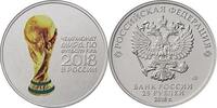 Russland 25 Rubel <br> <b>im Blister,</b> Fußball WM 2018 in Russland, -Pokal-Trophäe- </b> Kupfer-Nickel <b>farbig,</b> -