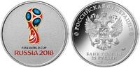 Russland 25 Rubel <br> <b>im Blister,</b> Fußball WM 2018 in Russland,-Offizielles Emblem-</b>Kupfer-Nickel <b>farbig,</b> -