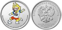 Russland 25 Rubel <br> <b>im Blister,</b> Fußball WM 2018 in Russland, -Maskottchen- </b> Kupfer-Nickel <b>farbig,</b> -
