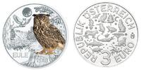 Österreich 3 Euro Tier - Taler - Serie -Eule-, <b>08 / 12</b> Ausgaben,<b> -