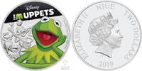 Niue Islands 2 Dollar <br><b>1 oz.</b> DISNEY: - Die Muppets (1) - Kermit Der Frosch im Acryl Block -