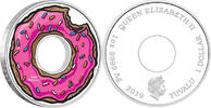 Tuvalu 1 Dollar <br><b>1 oz.</b> The Simpsons (2) - Donut, inkl. Acrylblock & Zertifikat & Schuber, <b>RAR !!</b> -