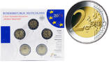 Deutschland 2 Euro<br> 5x 30 Jahre Mauerfall 1989-2019,<b> kompl. Satz</b><br>(5 Prägestätten) -