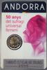 Andorra 2 Euro 2020 50 Jahre Frauenwahlrecht (1970-2020), SONDERANGEBOT !!!  RAR! BU (MS65-70) im Blister /  Coincard