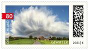 Deutschland -<b>Einzelmarke<br> mit Eckrand o</b> 1 x 0,80 Cent nassklebend Gewitter 2021 Sonderbriefmarke als Einzelmarke,<b>bei d.Post zurückgezogen!</b> -