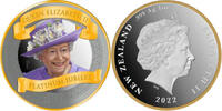 Neuseeland 1 Dollar<br>1 oz<br> 31,11g<br> fein Silber 70. Regierungsjubiläum Queen Elizabeth II. inkl. Etui & Zerti.& Schuber -
