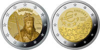 Andorra Pärchen  2 Euro x 2 Münzen 2022 Karl der Große & 10 Jahre Beschluss der Euroeinführung, SONDERANGEBOT !!! BU im  2 x Blister /  Coincard