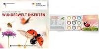 Deutschland 5 Euro x 9 Stück Wunderwelt Insekten - Münz-Sammelbuch, <br> sofort lieferbar!</b> ohne Kapseln! -