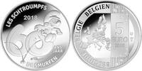 Belgien 5 Euro 60 Jahre "Die Schlümpfe"- Relief - inkl. Etui & Zertifikat & Schuber -