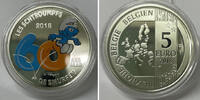 Belgien 5 Euro 60 Jahre "Die Schlümpfe"- coloriert - inkl. Etui & Zertifikat & Schuber -