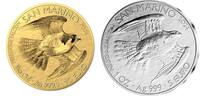 San Marino 10 €+5 € <br><b> sofort lieferbar!!!</b><br> Wanderfalke 1/10 oz. / 1 oz. inkl. Kapsel - 1. Ausgabe Gold & Silber - 2 Münzen -