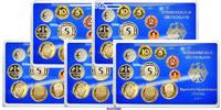 Deutschland 63,40DM 1999 A/D/F/G/J SET Amtlicher Kursmünzensatz in blauem Epalux Proof