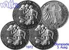 Deutschland, Bundesrepublik 10 DM 3. Ausg. Oly. Sportler, <b>kompl.Satz (D/F/G/J)</b> -