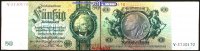 Deutsches Reich 50 Reichs mark Reichsbank, David Hansemann, / 7 stellig, Ro.175a, Z/S -