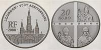 Frankreich 20 Euro 150 Jahre Erscheinung in -Lourdes- Papst Joh.-Paul II.,Benedikt u.Maria -5oz.- -