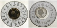 Australien 1 Dollar XVIII. Fußball-Weltmeisterschaft 06 in Deutschl. mit kl.Münze zum herausnehmen -