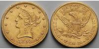 USA 10 $,<br>15,05g <br> fein Liberty,ohne Münzzeichen Philadelphia <b> Jahrgang 1895</b> Gold -Archivbild- -