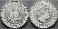 Australien 1 $ 2001 Kookaburra stgl 224,99 EUR  Excl. 19,00 EUR Verzending