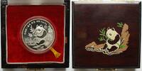 China 10 Yuan Panda Bären, 1 oz, Silber in originaler Kapsel und org. farbigem Holzetui -