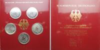Deutschland, Bundesrepublik 10 DM<br>x 5 50 Jahre Grundgesetz BRD, Prägestätte A-J im Blister, -Archivbild- -