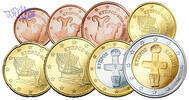 Zypern 1 Cent -2 Euro, <br> 3.88 € Kursmünzen, kompl. Satz 2016 -