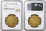 G20P 1869 R Guatemala, Republic SCARCE One Year Issue GOLD 20 Pesos NGC AU 55