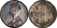 Great Britain Crown Great Britain 1847 Victoria Silver Proof Gothic Crown NGC AU Colorful Toning!! -
