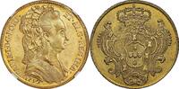 PORTUGAL PECA (6400 Reis) Maria I GOLD ONLY ONE GRADED HIGHER -