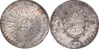 Argentina 8 Soles Argentina 1815 FL Silver 8 Soles (S/R) NGC AU-55 Overdenomination variety! -