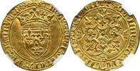 FRANCE ECUOR Charles VI gold Ecu dOr ND (1380-1422) NGC MS 61