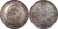 Great Britain 1/2 Crown Great Britain 1717 George I Silver 1/2 Crown TIRTIO EDGE NGC AU-53 -