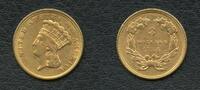 USA $3 THREE-DOLLAR PIECES 1854 USA GOLD Indian Head with headdress SCAR... 1728,22 EUR  Excl. 112,29 EUR Verzending