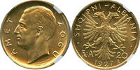ALBANIA 20 Franga Ari 1927R Amet Zogu I UNC GOLD SCARCE NGC MS 64 2333,09 EUR  Excl. 112,29 EUR Verzending