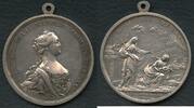 Russia  Catherine The Great VERY RARE NECK Award silver Medal The Orphanage Home aUNC