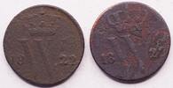 Nederland, Koninkrijk, lot 2x 1/2 cent 1822 Brussel and 1822 Utr Koning Willem I
